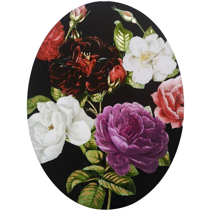 Shopbobbys Premius Peonie Floral Lacquered Oval Canvas Wall Art, Purple-Red, 24X32 Inches