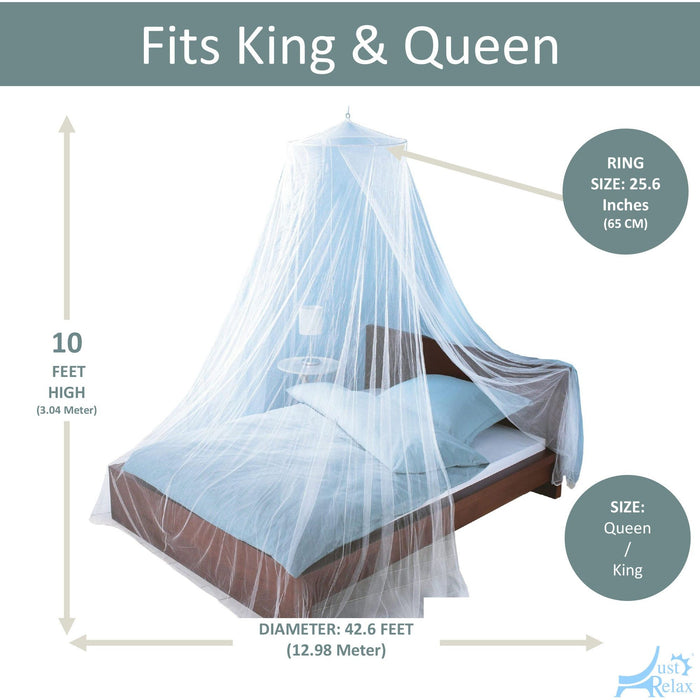 Shopbobbys Just Relax Elegant Mosquito Net Bed Canopy Set, White, Queen-King