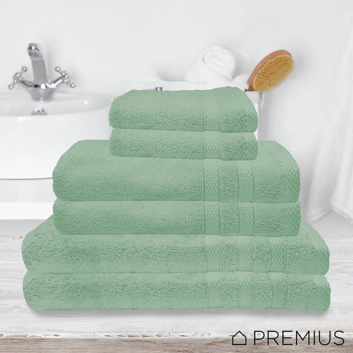 Shopbobbys Premius Premium 6-Piece Combed Cotton Bath Towel Set, Granite Green