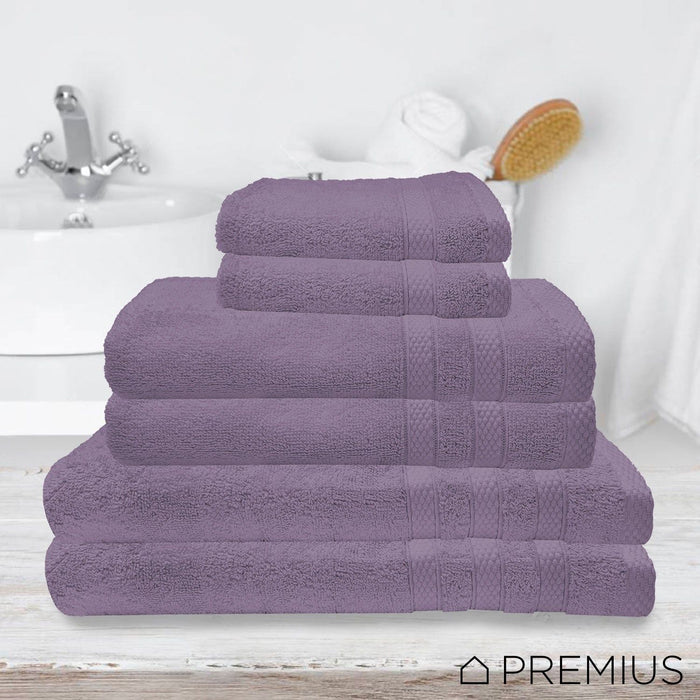 Shopbobbys Premius Premium 6-Piece Combed Cotton Bath Towel Set, Hyacinth Purple