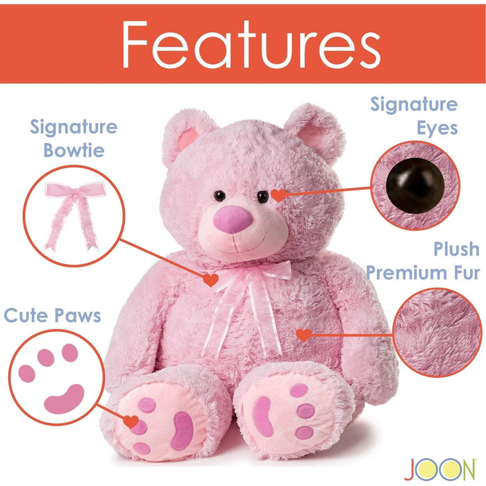 Shopbobbys Joon Huge Teddy Bear With Ribbon, Pink