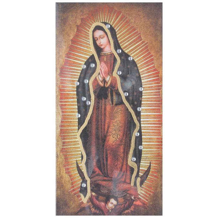 Shopbobbys Premius Lady Of Guadalupe With Jewels Lacquered Canvas, 12X24 Inches