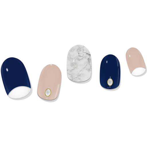 laurenbbeauty Reverse French Navy & Nude Marble Gel Nail Wrap Nail Art Kits & Accessories