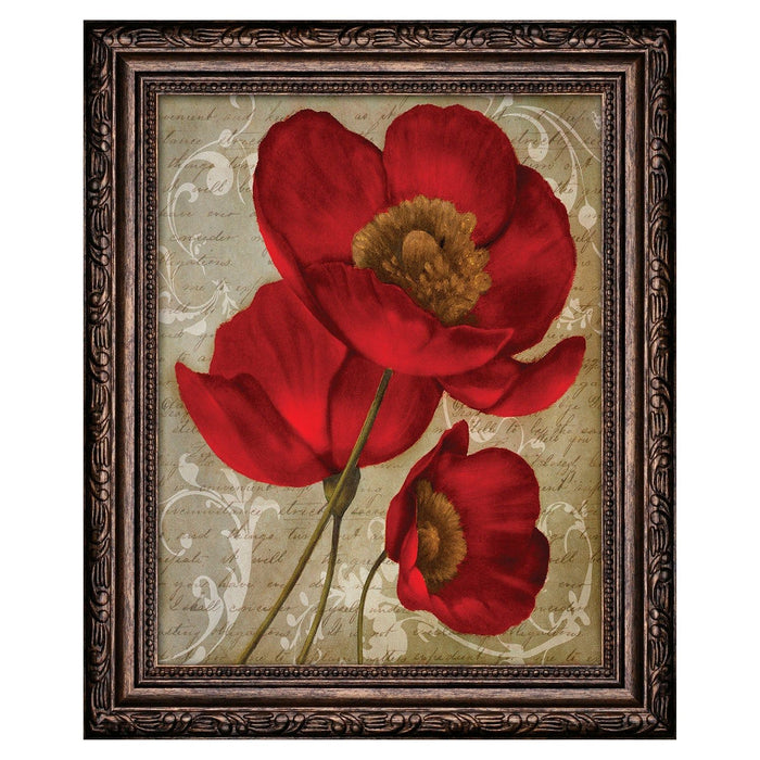 Shopbobbys Premius Floral Small Traditional Framed Wall Art, Red, 9X11 Inches