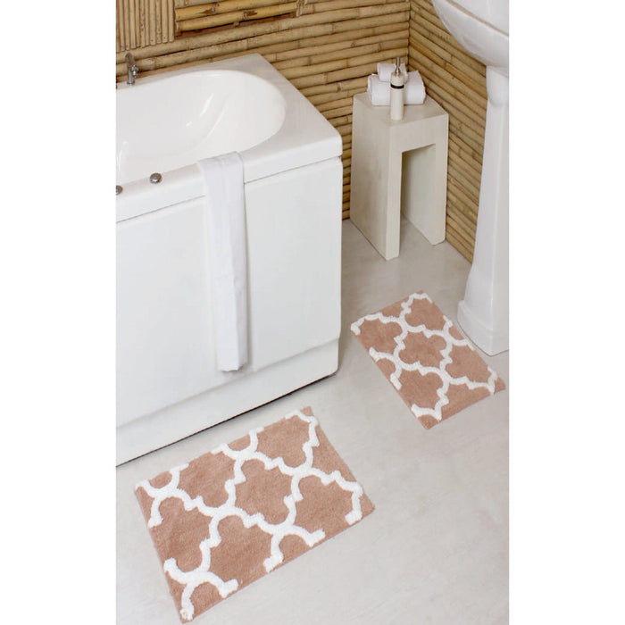 Shopbobbys Premius 2 Piece Quatrefoil Diamond Bath Rug Set, 17X24 & 20X32 Inches