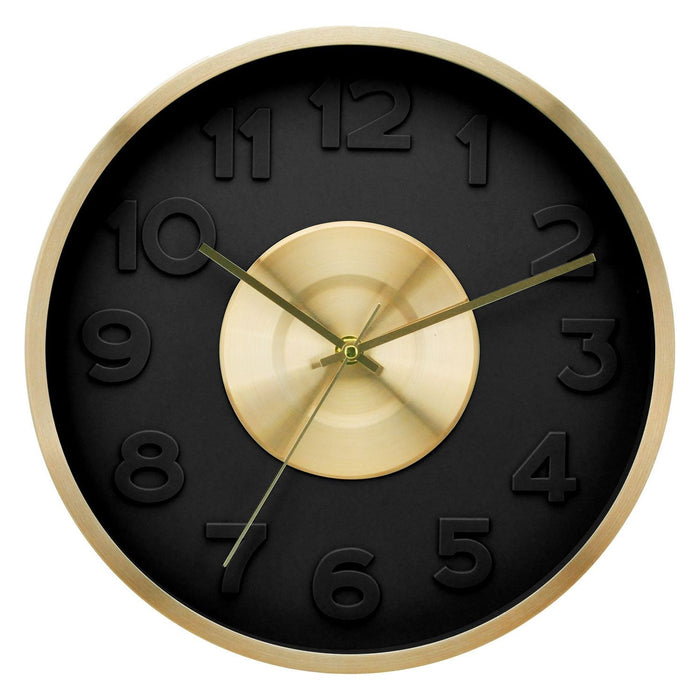 Shopbobbys Premius Electro Plated Metal Wall Clock, Black-Gold, 16 Inches