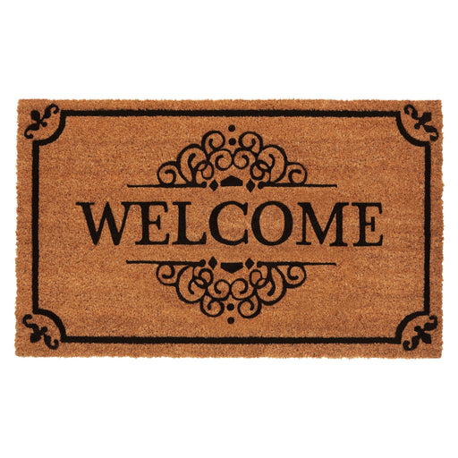 Achim Welcome Printed Coir Doormat, Brown-Black, 18x30 Inches