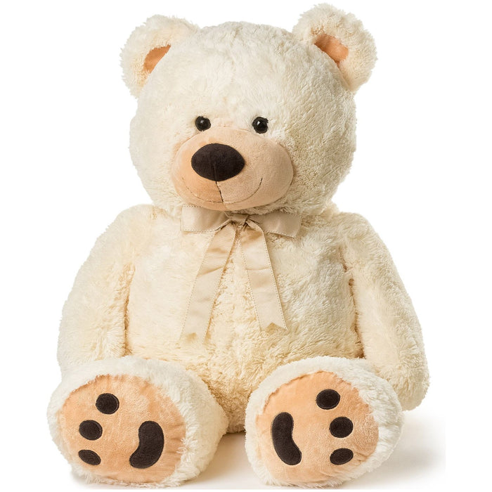 Shopbobbys Joon Huge Teddy Bear With Ribbon, Cream