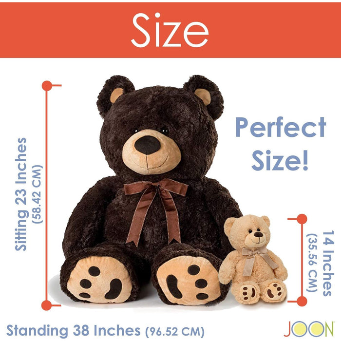 Shopbobbys Joon Huge Teddy Bear With Ribbon, Dark Brown