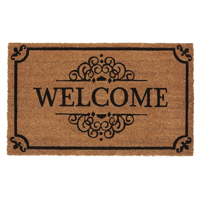 Achim Welcome Printed Coir Doormat, Brown-Black, 18x30 Inches