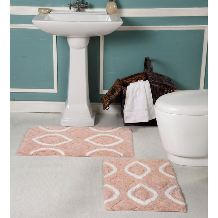 Shopbobbys Premius Diamond 2 Piece Non-Slip Bath Rug Set, 17X24, 20X32 Inches