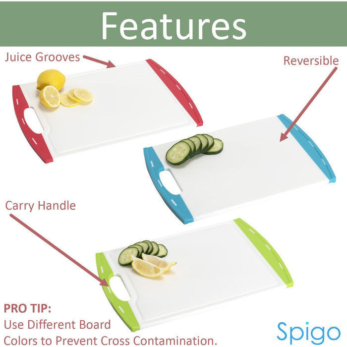 Shopbobbys Spigo Non-Slip Cutting Board Set With Juice Groove And Handle, 3 Pieces