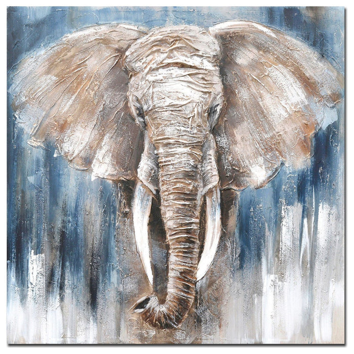 Shopbobbys Premius 3D Oil Painted Elephant Canvas Wall Art, 40X40 Inches