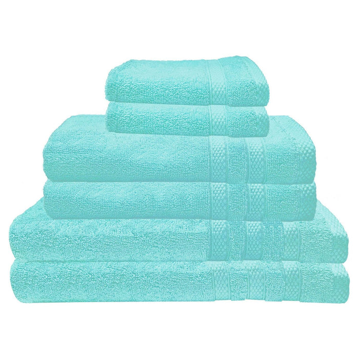 Shopbobbys Premius Premium 6-Piece Combed Cotton Bath Towel Set, Aqua Pure