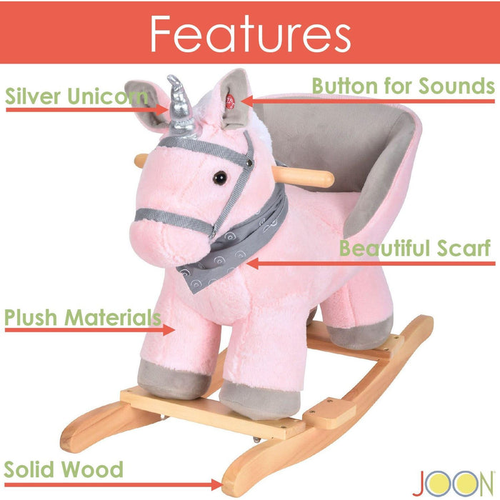 Shopbobbys Joon Luna Ride-On Rocking Horse Unicorn With Sound Effects, Pink-Grey