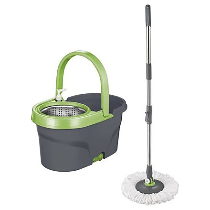 Shopbobbys Premius It’S Ez Spin Mop And Bucket Set With Handle And Pump, Green-Black