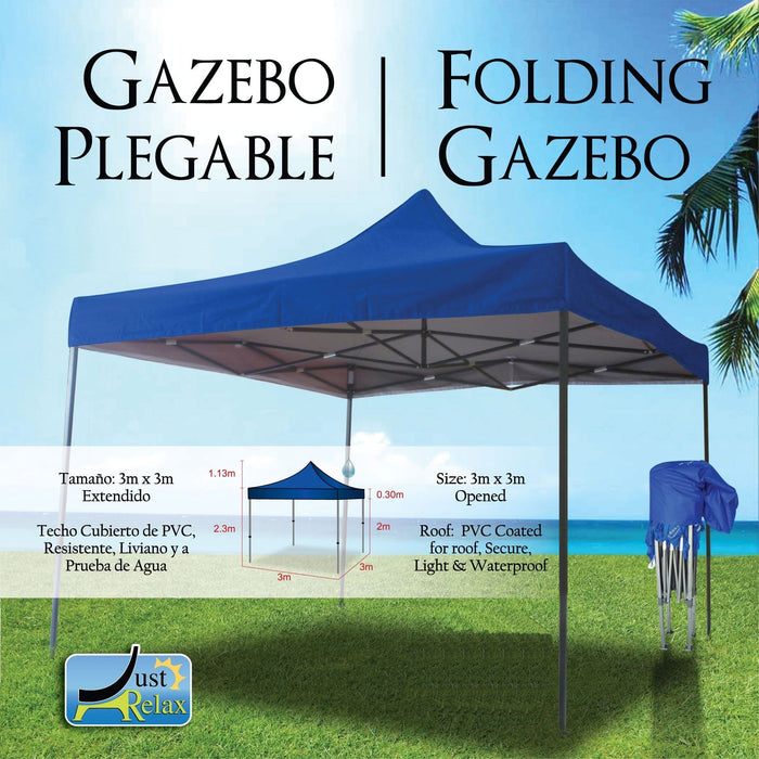 Shopbobbys Just Relax Folding Gazebo Canopy, Blue, 10X10 Feet