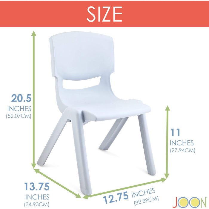 Shopbobbys Joon Stackable Plastic Kids Learning Chairs, Misty Blue, 20.5X12.75X11 Inches, 2-Pack (Pack Of 2)