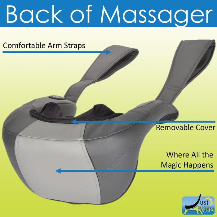 Shopbobbys Just Relax Cordless Shiatsu Shoulder And Neck Massager With Heat, Gray