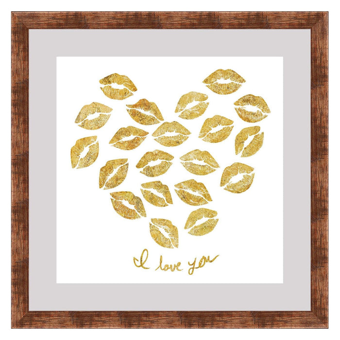 Shopbobbys Premius Love And Kisses Floating Wall Art, Heart, Gold, 14X14 Inches