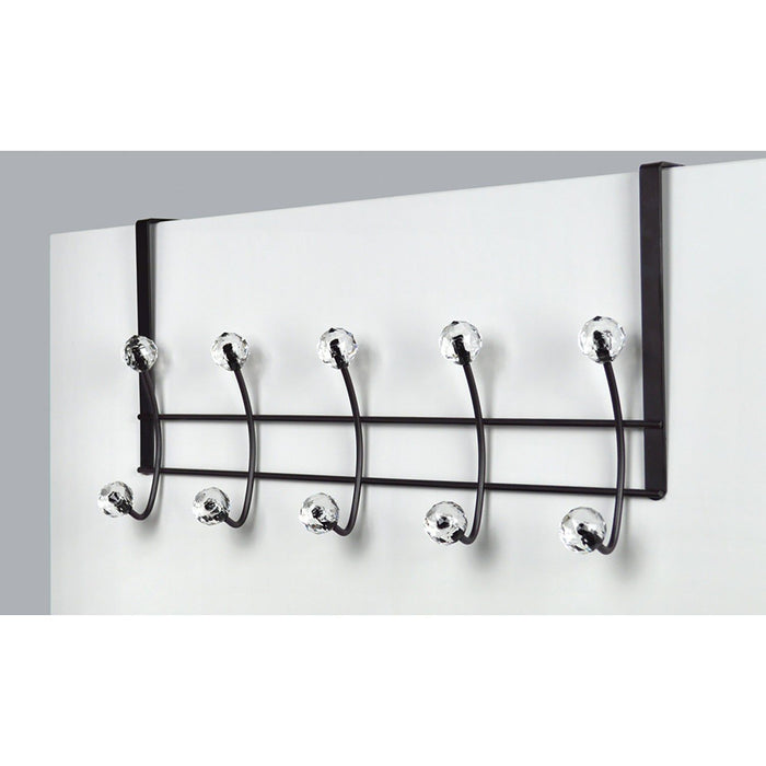 Shopbobbys Premius Over The Door Hook Rack With Crystal Tips, Black, 19X4X10 Inches