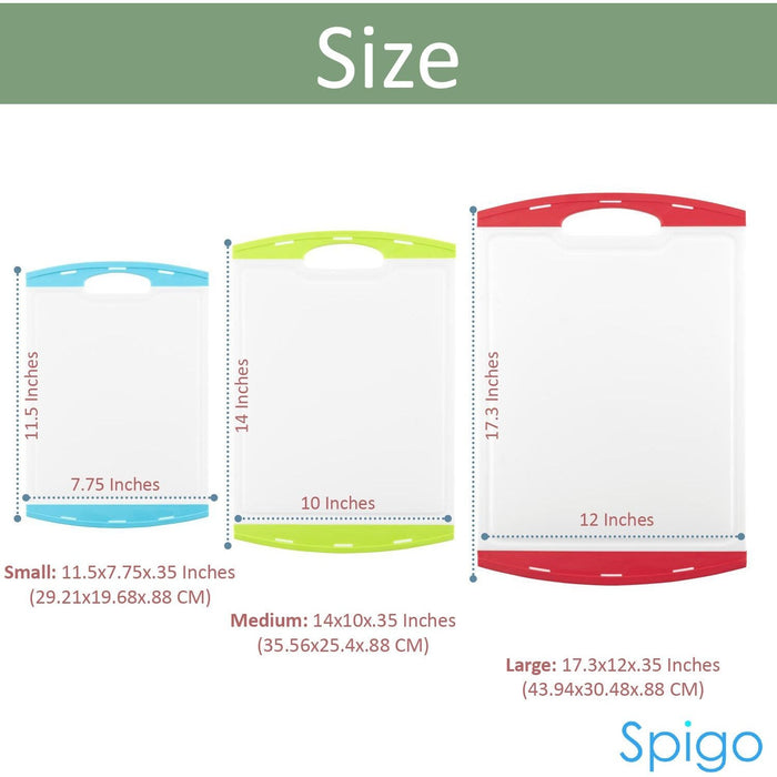 Shopbobbys Spigo Non-Slip Cutting Board Set With Juice Groove And Handle, 3 Pieces