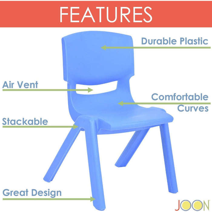 Shopbobbys Joon Stackable Plastic Kids Learning Chairs, Blue, 20.5X12.75X11 Inches, 2-Pack (Pack Of 2)