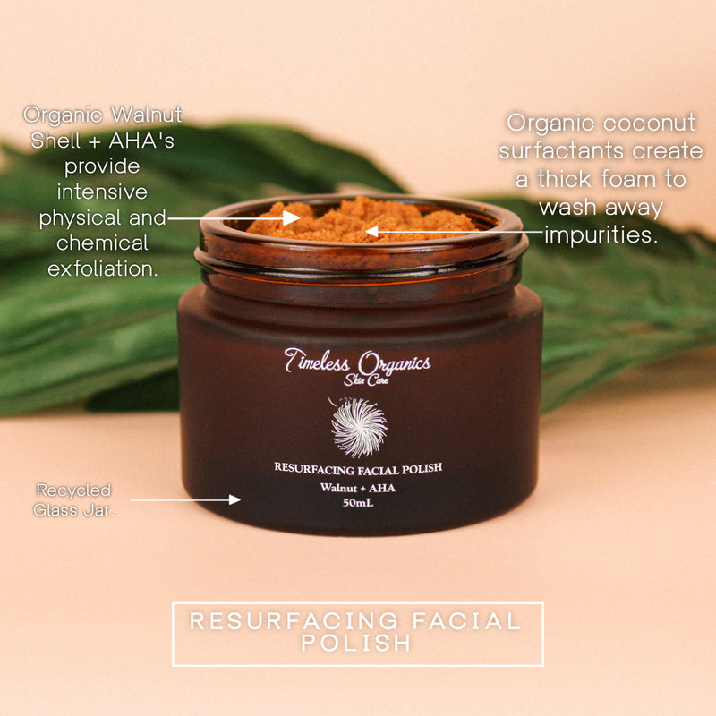 Timeless Organics Skin Care Resurfacing Facial Polish - Walnut + AHA