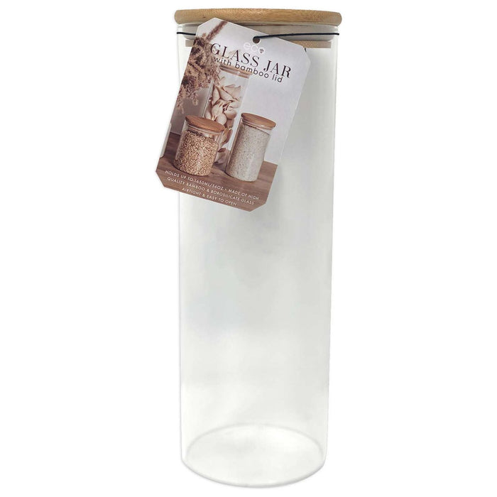 Shopbobbys Premius Airtight Round Borosilicate Glass Canister With Bamboo Lid