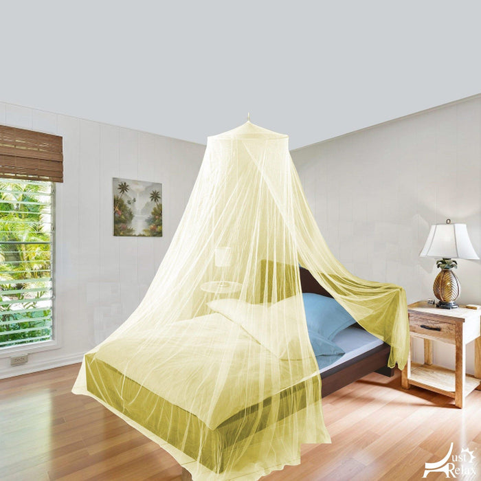 Shopbobbys Just Relax Elegant Mosquito Net Bed Canopy Set, Yellow, Twin-Full