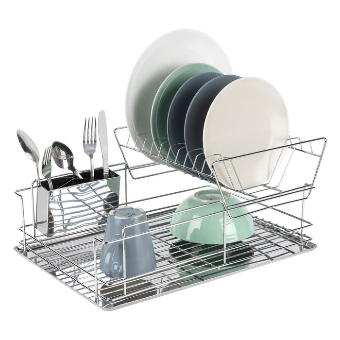 Shopbobbys Premius 2 Tier Chrome Finished Dish Rack, Silver, 18.5X13X9 Inches