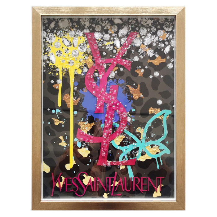 YSL Designer Boxed Art with 3D Acrylic Rocks Wall Art, 12x16 Inches