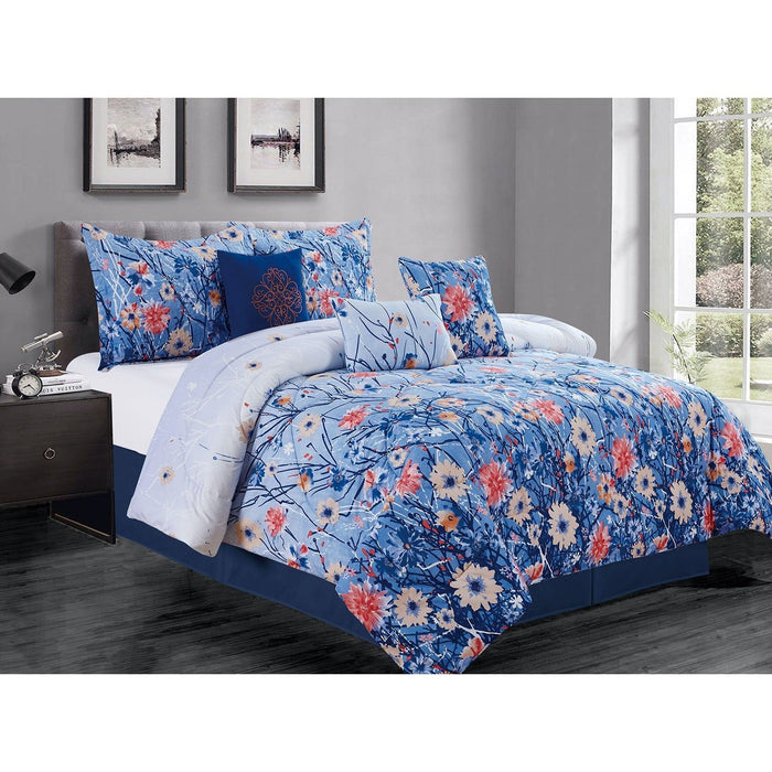 Shopbobbys Premius Natalie 7 Piece Oversized Comforter Set, Blue