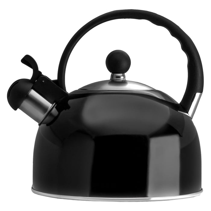 Shopbobbys Premius Stainless Steel Whistling Tea Kettle, Black, 2.5 Liters