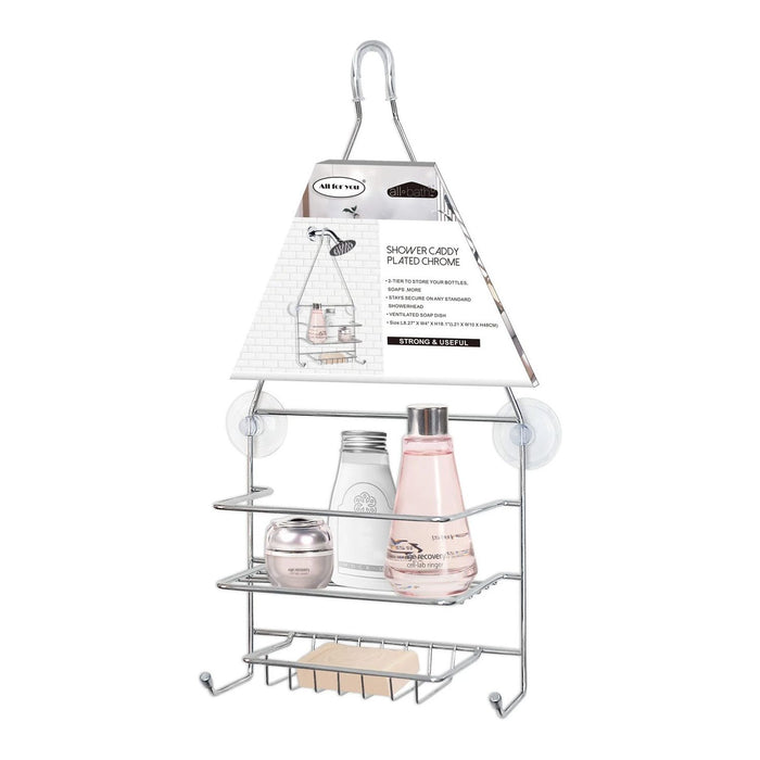 Shopbobbys Premius 2 Tier Chrome Plated Shower Caddy, 8.27X4X18.1 Inches