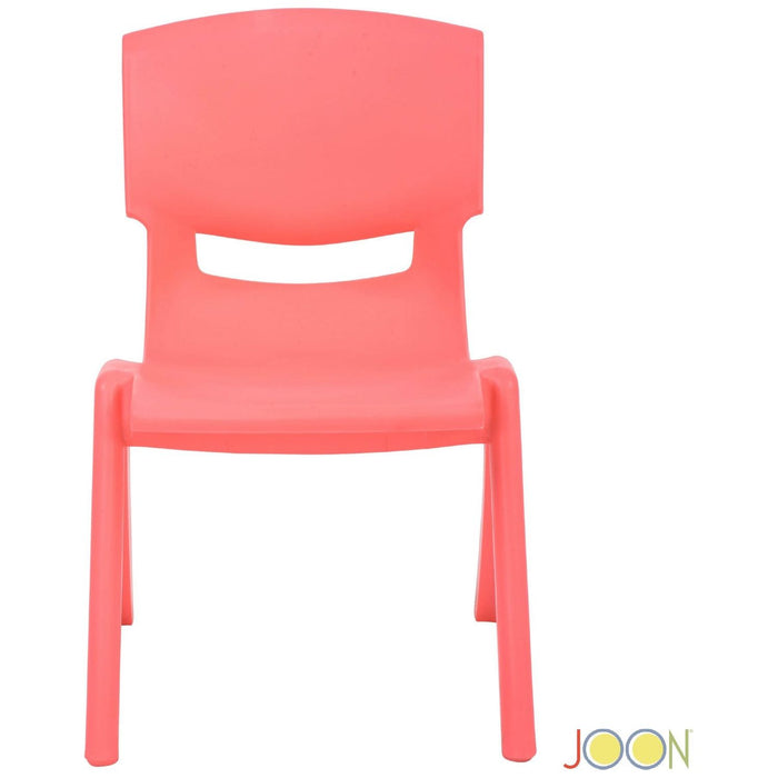 Shopbobbys Joon Stackable Plastic Kids Learning Chairs, Coral, 20.5X12.75X11 Inches, 2-Pack (Pack Of 2)