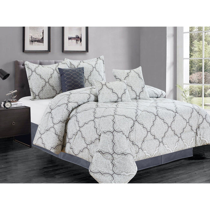 Shopbobbys Premius Adam 7 Piece Oversized Comforter Set, Light Grey