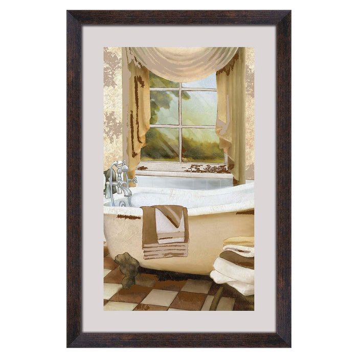 Shopbobbys Premius Floating Glass Bathroom Clawfoot Tub Wall Art, Brown, 18X11.5 Inches