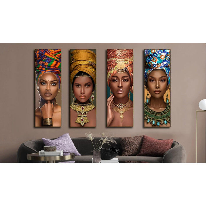 Shopbobbys Premius Beauty And Strength Lacquered Canvas Wall Art, Gold, 12X36 Inches