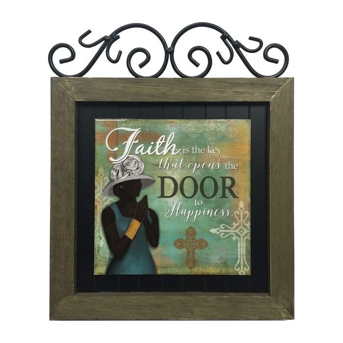 Shopbobbys Premius Women Of Faith Metal Plaque, Door To Happiness, 12X14 Inches