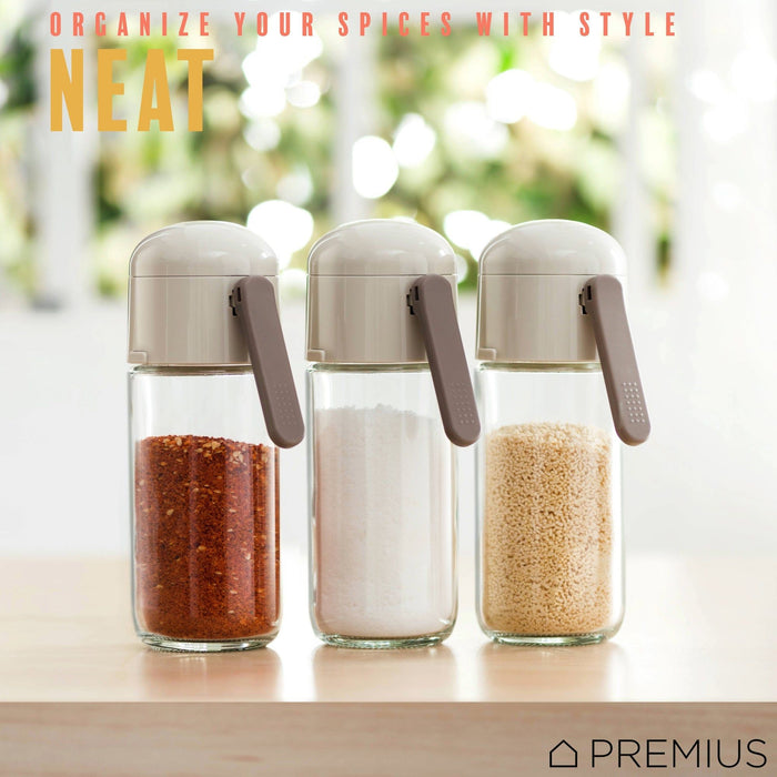 Shopbobbys Premius Glass Precision Quantative Spice Dispenser, White, 8.45 Ounces