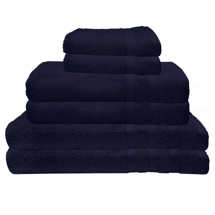 Shopbobbys Premius Premium 6-Piece Combed Cotton Bath Towel Set, Navy