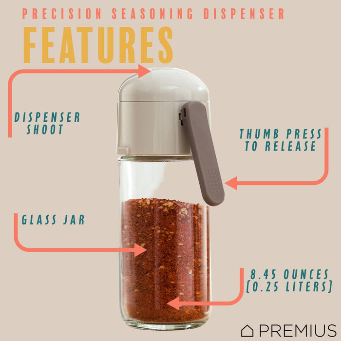 Shopbobbys Premius Glass Precision Quantative Spice Dispenser, White, 8.45 Ounces