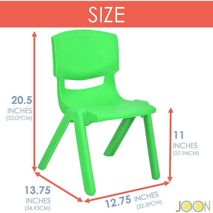 Shopbobbys Joon Stackable Plastic Kids Learning Chairs, Green, 20.5X12.75X11 Inches, 2-Pack (Pack Of 2)