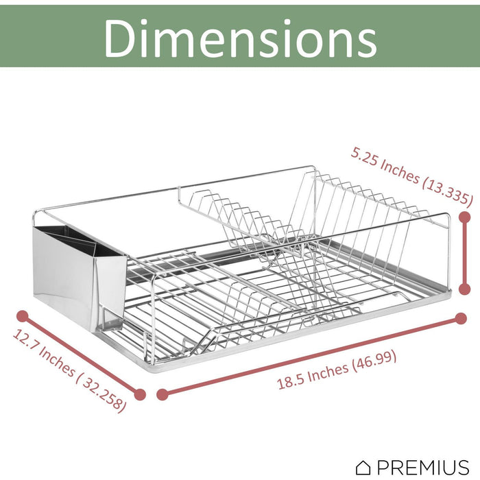 Shopbobbys Premius Deluxe Chrome Dish Rack And Cutlery Holder, 18.5X12.7X5.25 Inches