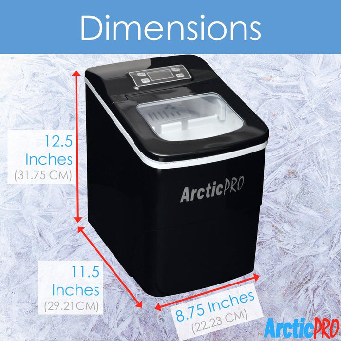 Shopbobbys Arctic-Pro Portable Digital Quick Ice Maker Machine, Black, Makes 2 Ice Sizes