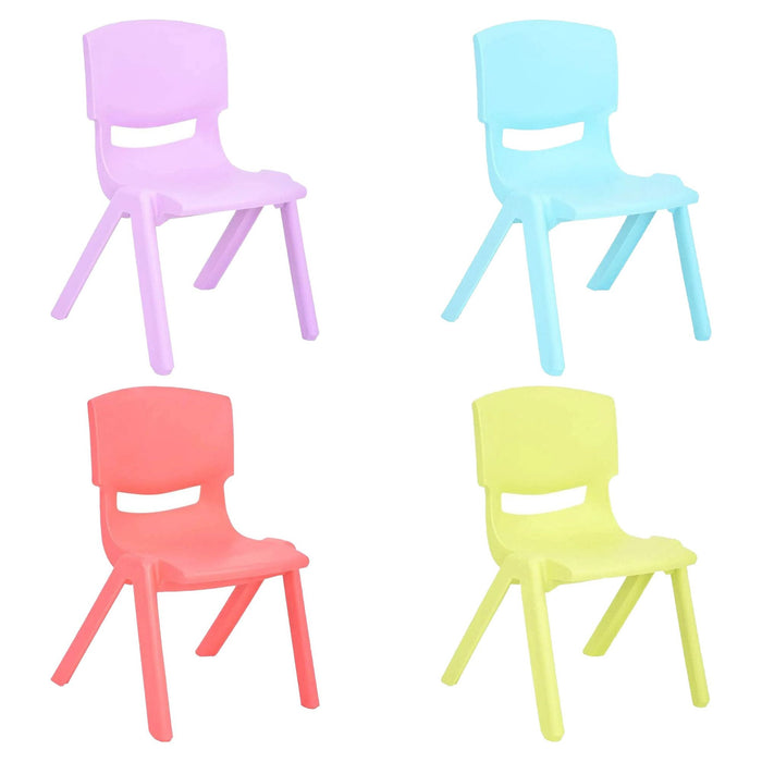 Shopbobbys Joon Stackable Plastic Kids Learning Chairs Set, Lilac-Baby Blue-Coral-Lime