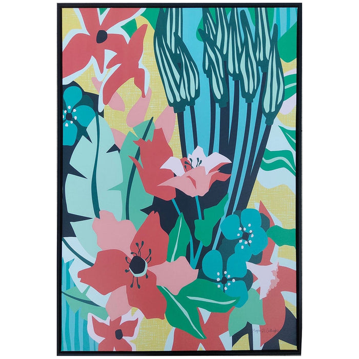 Shopbobbys Premius Wild Flowers Framed Lacquered Canvas Wall Art, 25X37 Inches