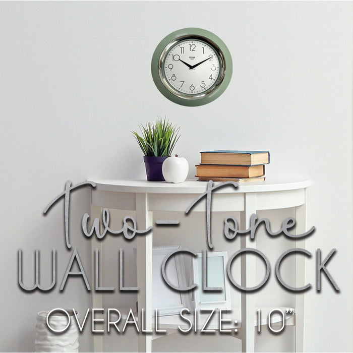 Shopbobbys Premius Two-Tone Round Layered Analog Wall Clock, White, 10 Inches