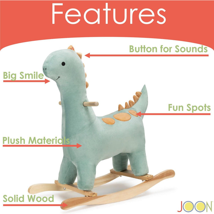 Shopbobbys Joon Bronty Ride-On Dinosaur Rocking Horse With Sound Effects, Green-Brown